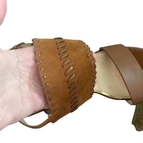 Michael Shannon Christa Slingback Leather Cork Wedge - Picture 7 of 10